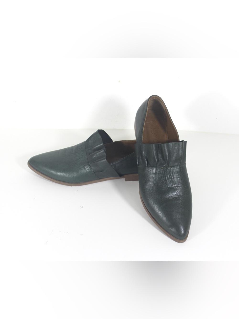 BUENO Burcu Slip on Ruffle Pointy Toe Flats Hunter Green Size 39 US 8.5/9